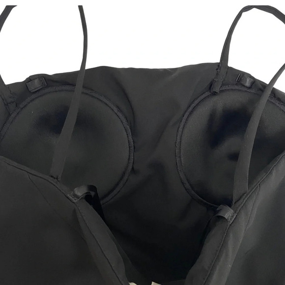 Milly Asymmetrical Ruffle Spaghetti Strap Black Dress Stretch Cocktail Size 0 - Picture 7 of 12